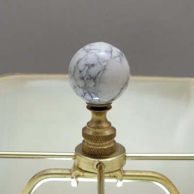Natural Polished Gemstone 1''Ball Lamp Finials Nickel/Polished/Antique Brass Base