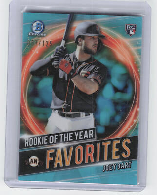 2021 Bowman #RRY-JB Joey Bart Rookie of the Year Favorites Aqua Refractor #/125