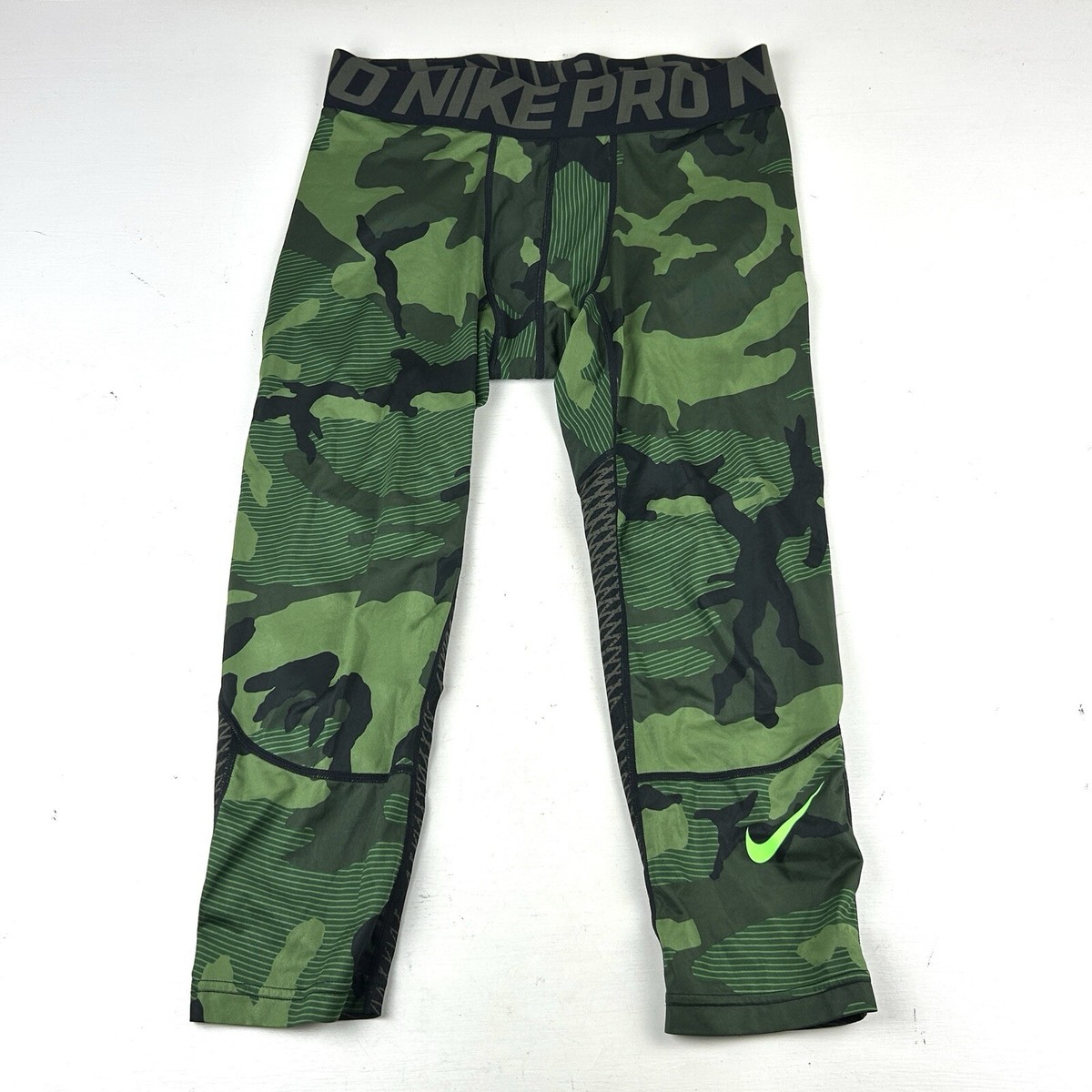 Nike Pro Mens Medium Compression Tights Pants Green Camouflage Athletic  Training