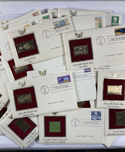 Lot de 38 couvertures premier jour timbres en or - divers sujets - Photo 1 sur 21