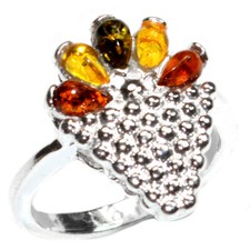 4.2g Authentic Baltic Amber 925 Sterling Silver Ring Jewelry N-A7414 s.7