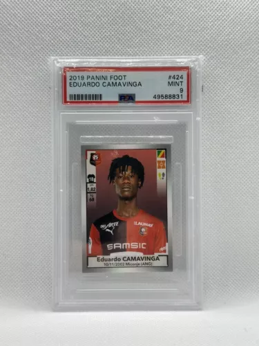 Eduardo Camavinga #424 Panini Foot Sticker 2019 RC Rookie PSA 9 MINT