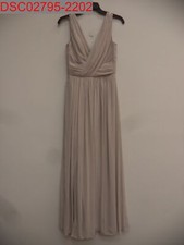 Stain, Dessy Collection Women's Oyster Surplice Ruched Chiffon Gown, Size 4