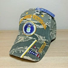 Official US Air Force Licensed Cap AF Vet & Emblem V on Bill Hat Cap Camo 