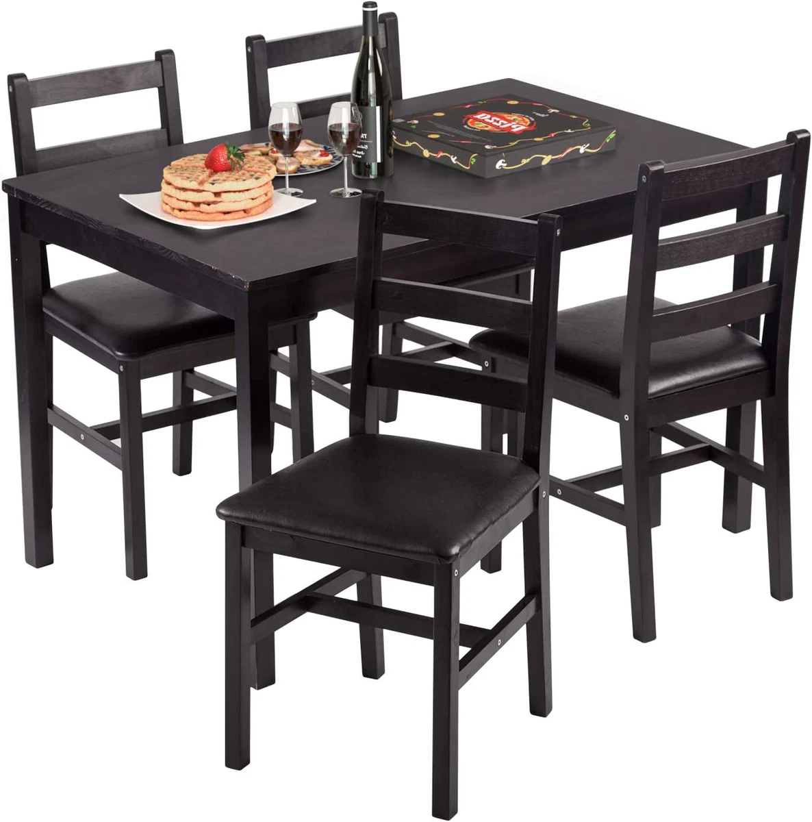 FDW Kitchen Table and Chairs for 4 Dining Room Table Set Wood