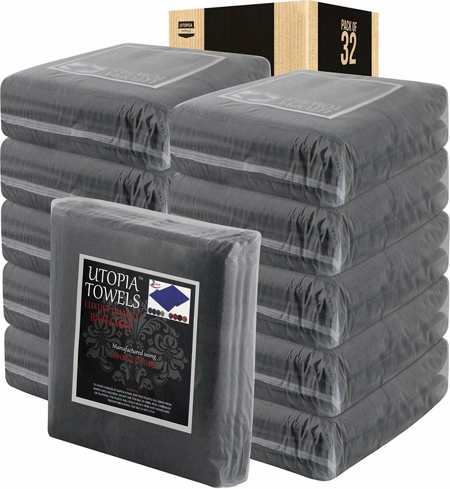 2 Pack Cotton Banded 985 GSM Bath Mat Washable 21x34"  Shower Mat Utopia Towels - Image 4 of 4