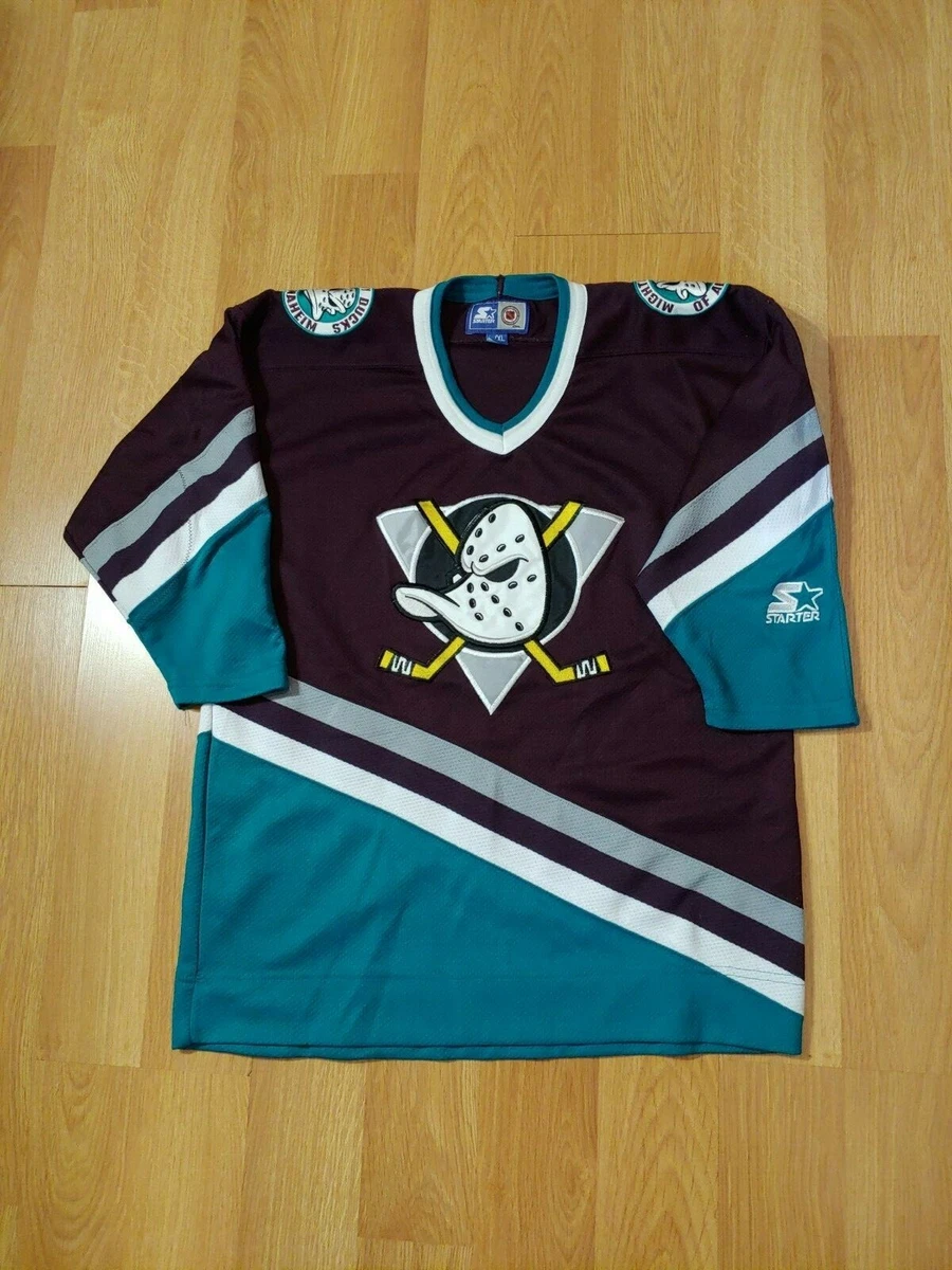 RARE Vintage 90s Starter NHL Anaheim MIGHTY DUCKS Jersey - Sz. Y - L/XL