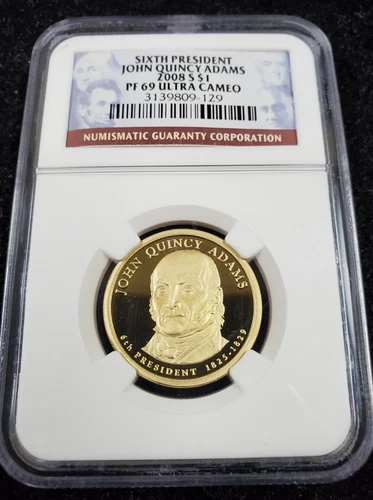 2008 S $1 John Quincy Adams Presidental Dollar-NGC PF69 Ultra Cameo 