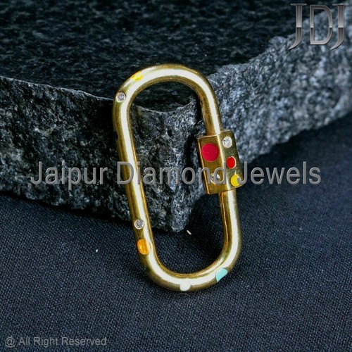 Fermoir mousqueton ovale à vis en or jaune massif 18 carats