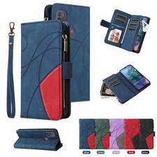 Shockproof Zipper Wallet Leather Flip Cover Case For Motorola G Power 2021 G100