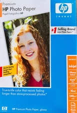 Photo Paper Glossy HP premium 100 sheets 4" x 6" 10 mil 64 lb