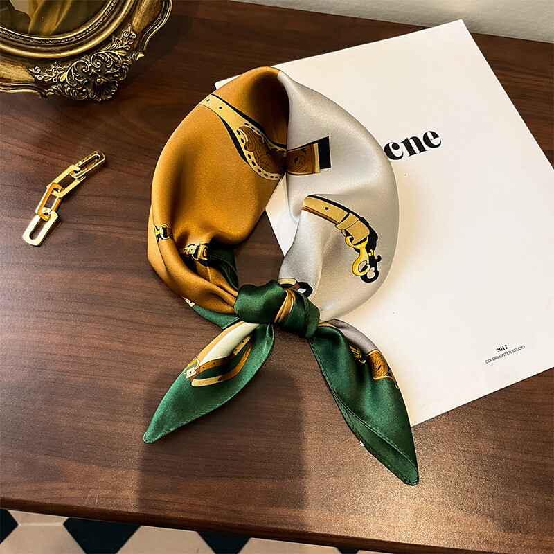 100% Mulberry Silk Scarf Women Square Head Square Necktie Hairband Print 53cm‘