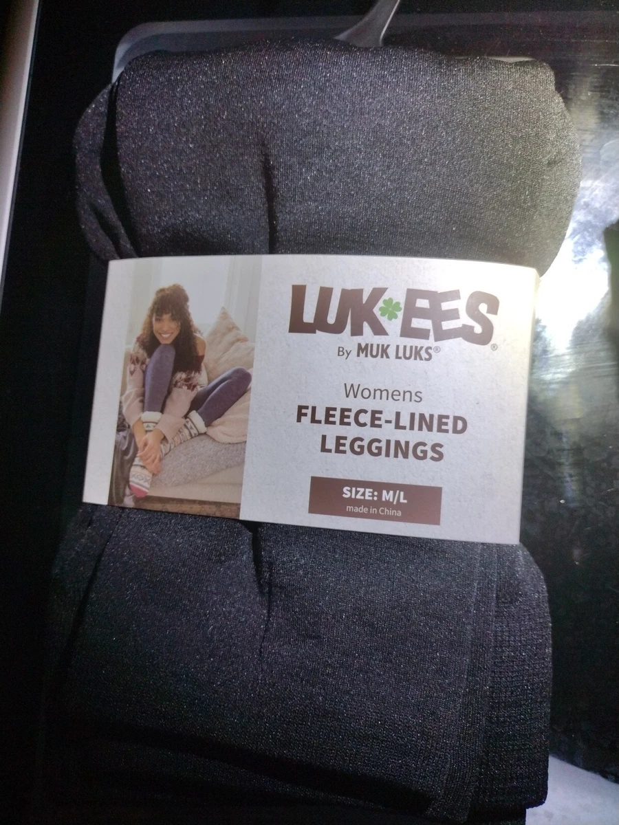 2 PACK)LUK*EES Muk Luks Women Fleece Leggings Black Size 1x/2x Height  5'2-6