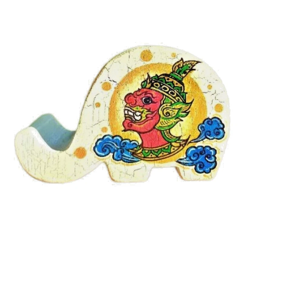 Wood Stand Holder Phone&Tablet Elephant Shape Giant Thai Pattern Gift&New Year - Image 3 of 4