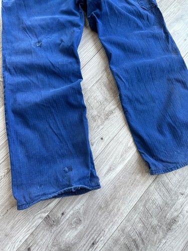 Pantalón Vintage French Work Años 80 Azul Algodón Envejecido Talla: 54 - Imagen 12 de 16