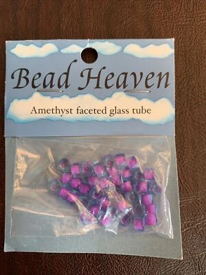 New Bag Of Bead Heaven Amethyst Faceted Glass Tube Beads  - Image 1 of 4