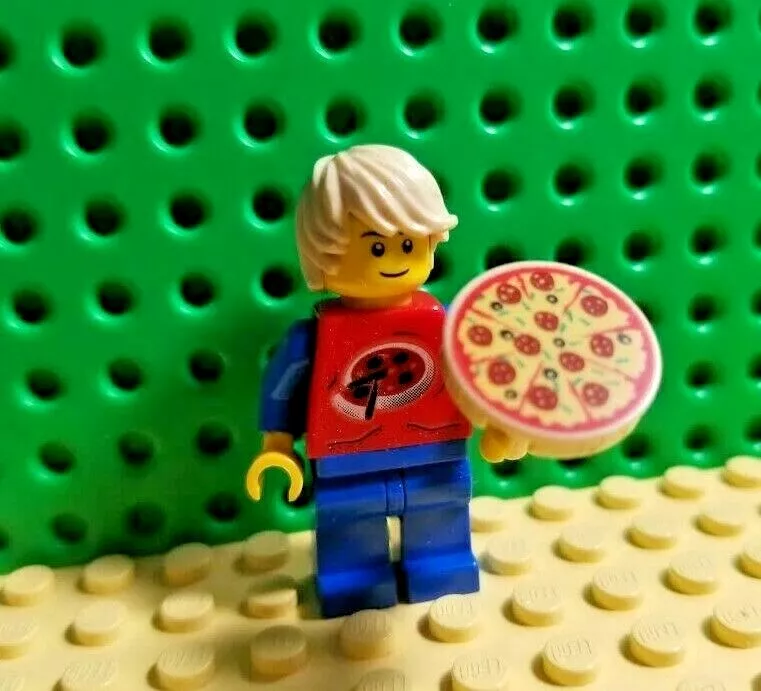 Langt væk Tilskynde Bølle LEGO Pizza Guy Delivery Dude with Pie on Handle People Figure Person Swept  Hair | eBay