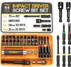 1/4” Impact Drill Screw Driver Nut Bit Magnetic Set Hex Shank 44Pc Hi-Spec