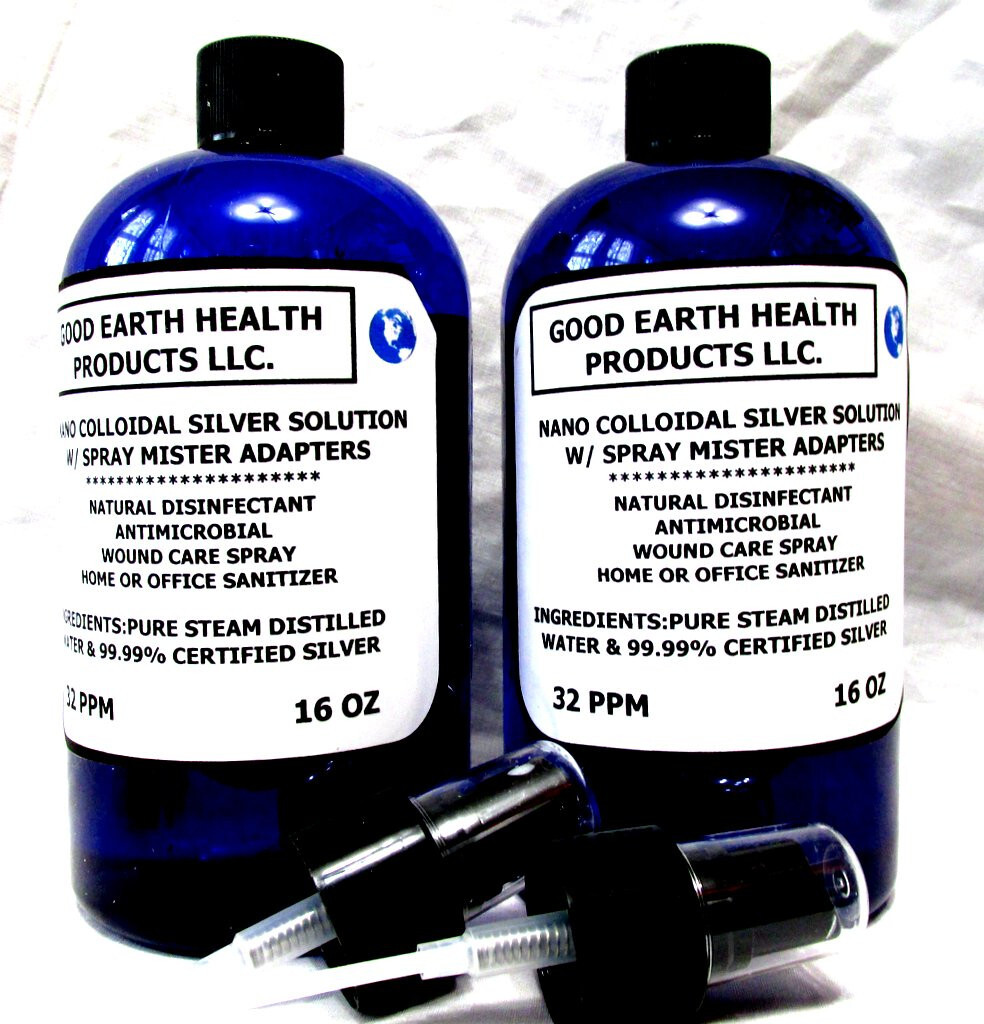 COLLOIDAL SILVER SOLUTION 32 PPM (2 I6 0Z BOTTLES & 2 SPRAY