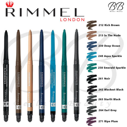 RIMMEL London Exaggerate Waterproof Eyeliner Eye Definer Pencil *ALL SHADES* - Picture 1 of 24