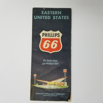 1964 PHILLIPS 66 EASTERN UNITED STATES Oil Gas Service Station Road Map NY MA PA