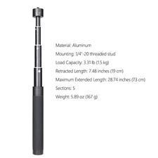 28.7" Action Camera Selfie Stick Telescopic Extension Pole for GoPro Insta360