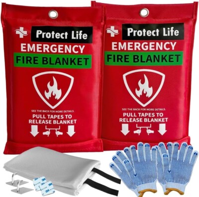 2 Pack Saving Fire Blanket Essential Safety Tools for Home Workplace and Travel