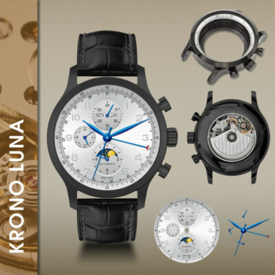 Kit De Reconditionnement Montre - 4 Pièces (boîtier, Cadran, Aiguilles) Pour Mouvement 7751 - Neuf Sans Emballage