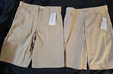 Boys Beige School Uniform Shorts Cat And Jack Adjustable Waist Size NWT-2 Pairs