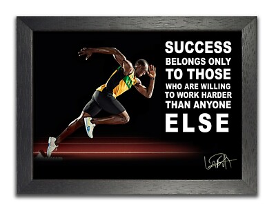 Usain Bolt Success Belongs Autogramm Kopie Poster Sport Sprinter Zitat Foto 