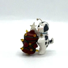 Black & White Dog and Fire Hydrant Christmas Tree Ornament Light Up