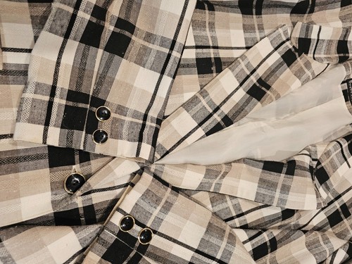 Vintage ** IMAGE AUSTRALIA ** Check ** Neutral Tones ** Single Breast ** Jacket - Picture 15 of 17