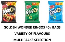GOLDEN WONDER Ringos Variety of Flavours Snacks 40g Bags Selection (PACK OF 18)
