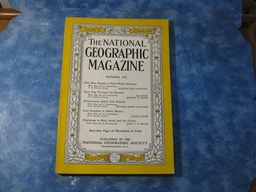 VINTAGE NATIONAL GEOGRAPHIC Oktober 1952 FISCH MÄNNER UNTERSEE Smokies INDISCH MEXIKO