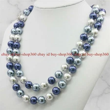 Long 25-45 Inch Natural 8/10/12mm Multi-Color South Sea Shell Pearl Necklace AAA