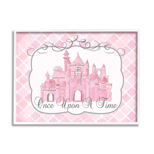 Stupell Home Décor Once Upon a Time Pink Water Color Castle Oversized