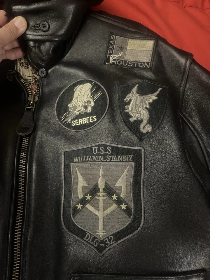 TOP GUN 官方签名系列黑色皮革夹克正品男式 S 码 — 第 3/4 张图片