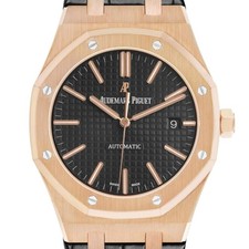 Audemars Piguet Royal Oak Rose Gold Black Dial Mens Watch 154000