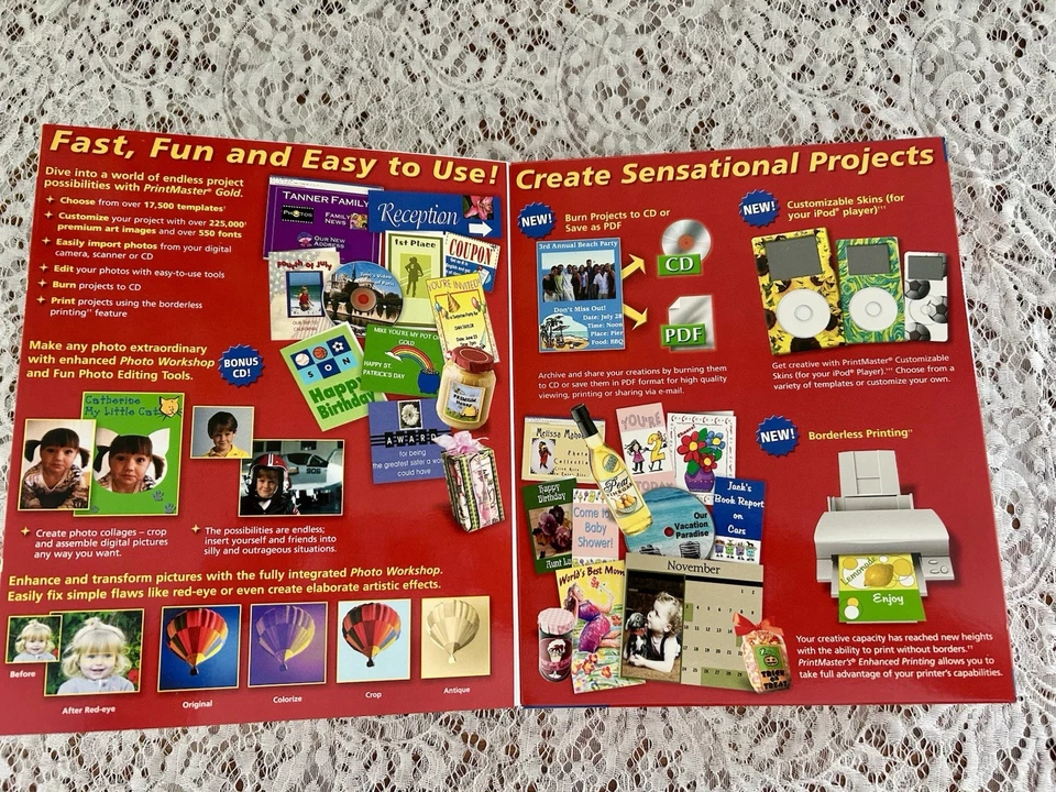 PrintMaster Gold Version 17 20th Anniv Broderbund PC Software 2000 Complete Kit - Image 2 of 4