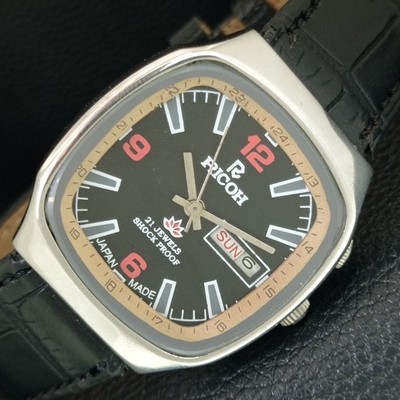 VINTAGE RICOH R31 AUTOMATIC JAPAN MENS BLACK COLOR DIAL WATCH a707909-1