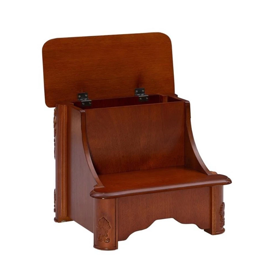 Linon Woodbury Wood Bed Steps with Storage in Brown - Image 3 of 4