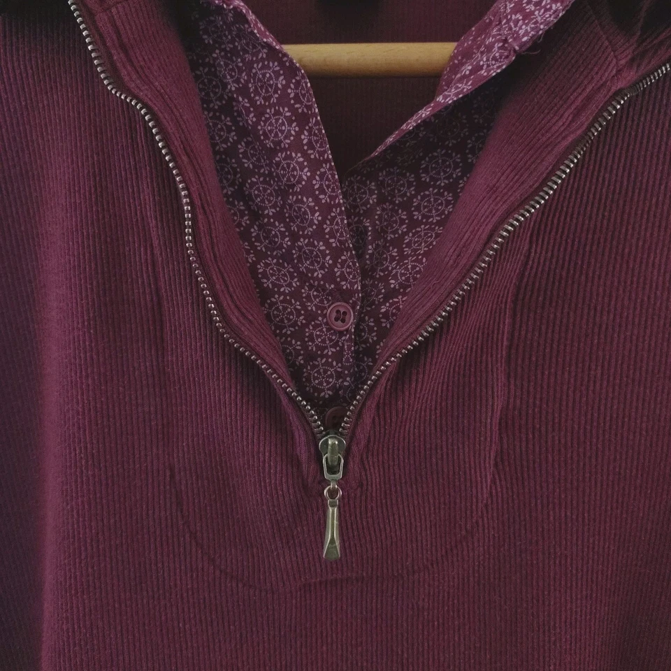 Top Henley en capas Great Northwest Clothing para mujer talla XL borgoña acanalado preppy Foto 3 de 4