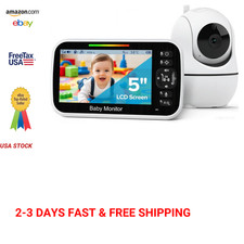 Baby Monitor with Camera Audio No WiFi Secure FHSS 5 Inch Screen 30 Hour Battery