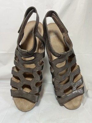 Dansko Selina Pewter Sandals Nappa Leather Strappy Greek Metallic 10.5-11 / 41