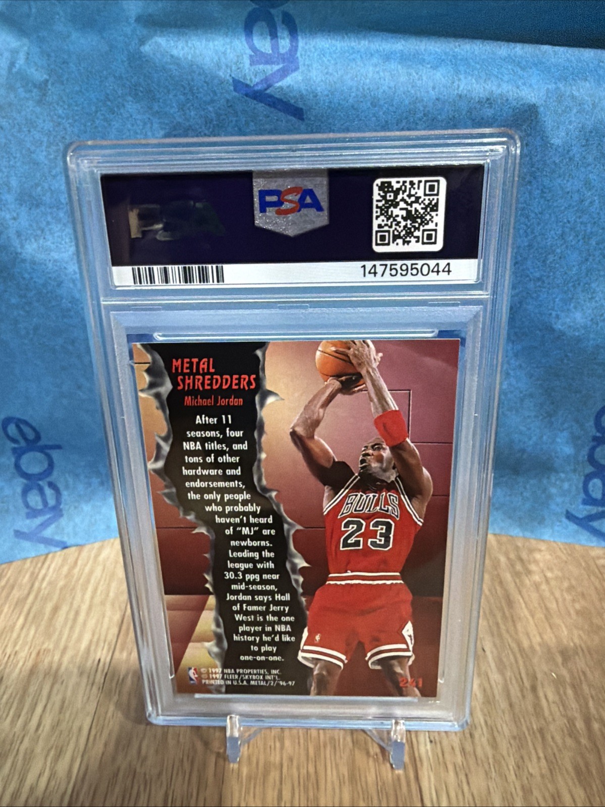 1996-97 FLEER METAL #241 MICHAEL JORDAN GRADED PSA 9 MINT METAL SHREDDERS view 3