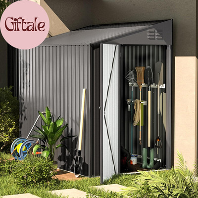 4x6 Lean To Metal Storage Shed Outdoor Garden Tool Shed with Sloped Roof