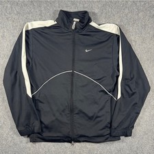 Nike Mens Track Jacket Black White Full Zip Mesh Panel Swoosh Size L Athletic