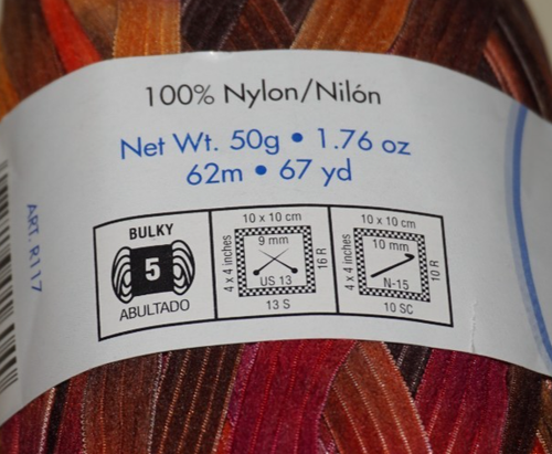 1 Skein, Moda Dea, "Ticker Tape", Sunset, 100% Nylon, Ribbon Yarn - Picture 3 of 4
