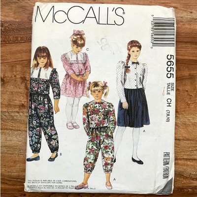 UNCUT Vintage 1990s McCalls 5655 Sewing Pattern Girl Sz 7, 8, 10 Top Skirt Pants