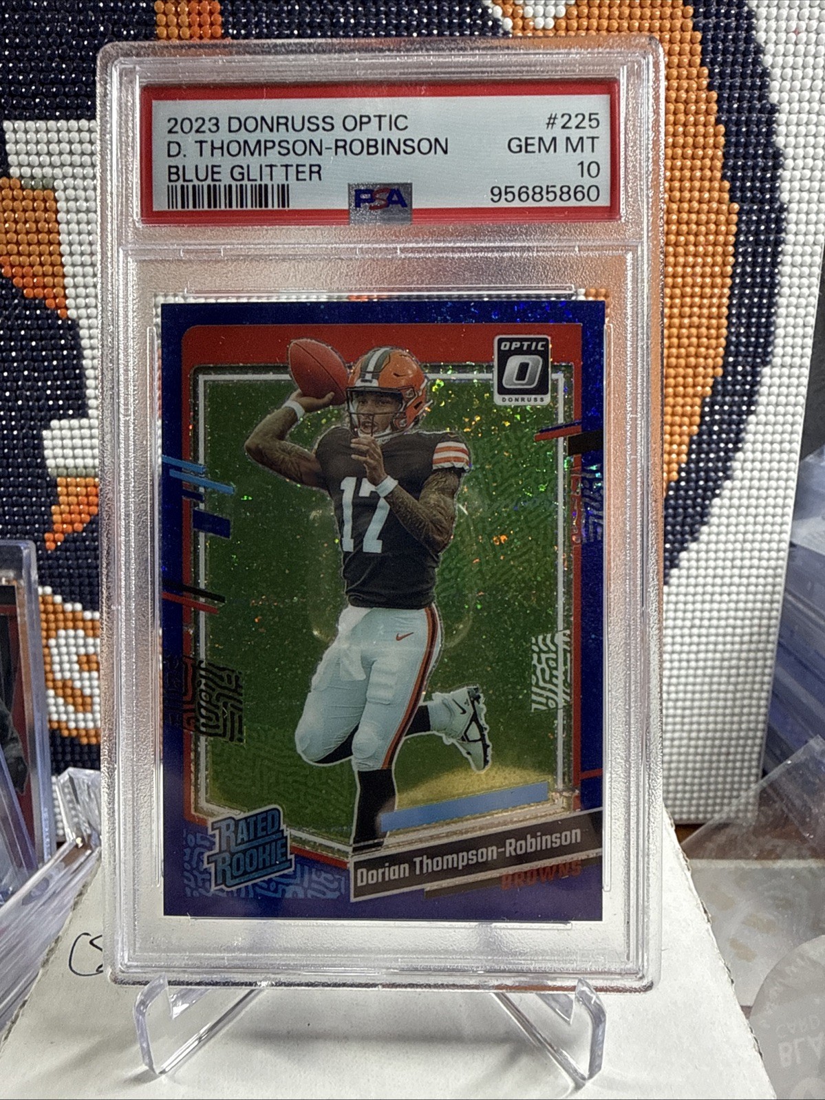 2023 Donruss Optic Rated Rookie Dorian Thompson-Robinson #225 Blue Glitter Prizm